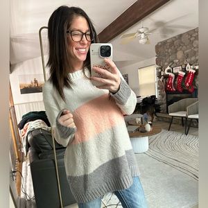 Small Pink Lily colorblock sweater - like new